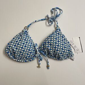 By The Beach Bikini Top Blue White Women's Size Large
